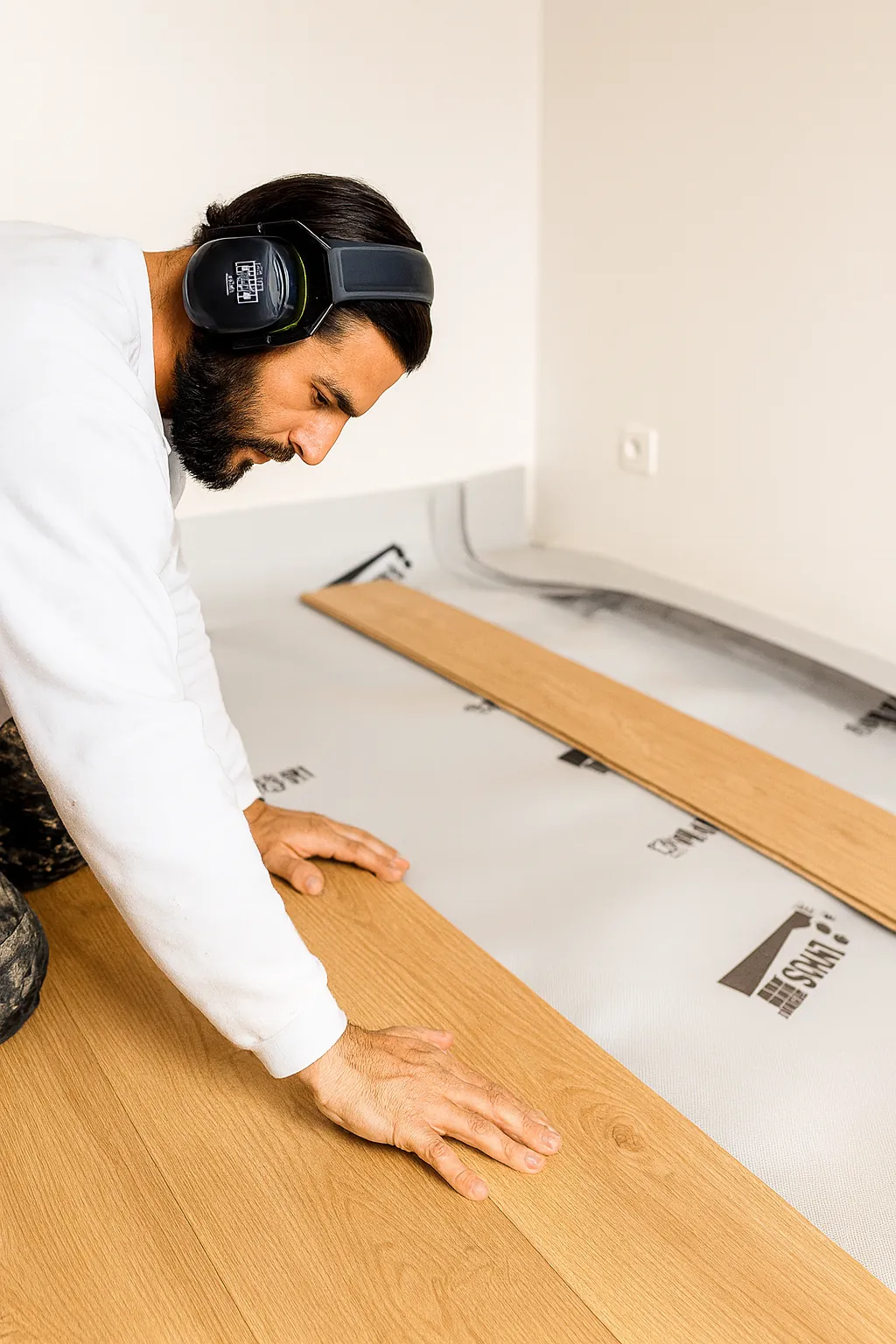 Artisan professionnel de Mur Sol posant du parquet avec précision et expertise